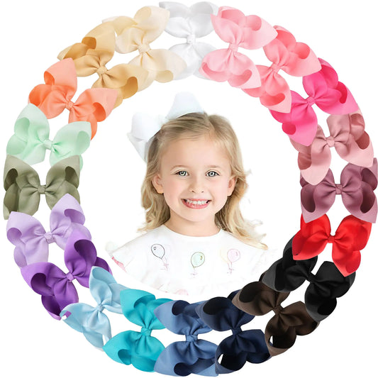 CÉLLOT 20PCS Big 6 Inch Hair Bows for Girls Grosgrain Ribbon Bow Toddler Back to School Hair Accessories with Alligator Clips for Toddlers Schoolgirls Kids Teens 6inch/20pcs/20color Epic.Wish.Gifts