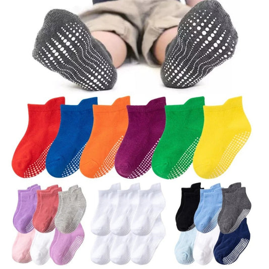 6 Pairs Kids Anti-Slip Ankle Socks | 1 - 5 Years | Various Colours For Boys & Girls YWHUANSEN Official Store