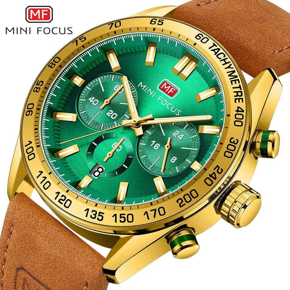 MINI FOCUS Brand Waterproof Watch Men Leather Army Military Quartz Wristwatch Chronograph Male Clock Relogio Masculino NAVIFORCE Authorised Store