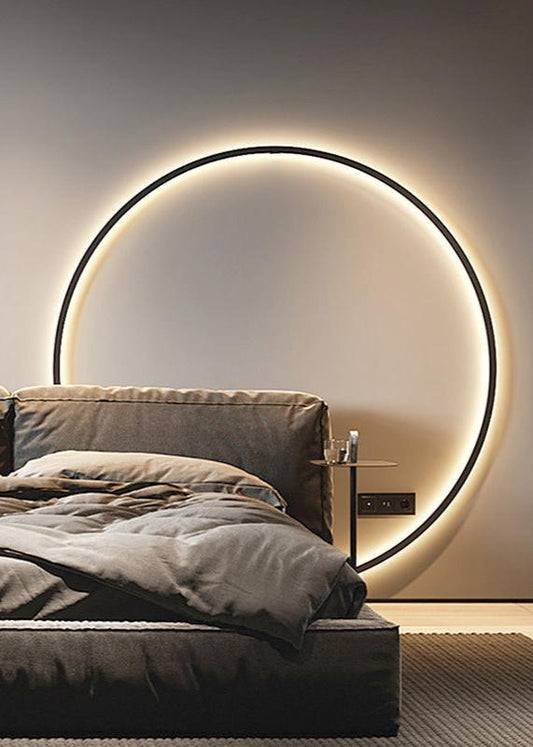 Minimalist Round Bedroom Bedside Lamp Wireless Living Room Sofa Background Wall Hotel Decorative Wall Lamp Yanxiu Lighting Designer's Shop Store