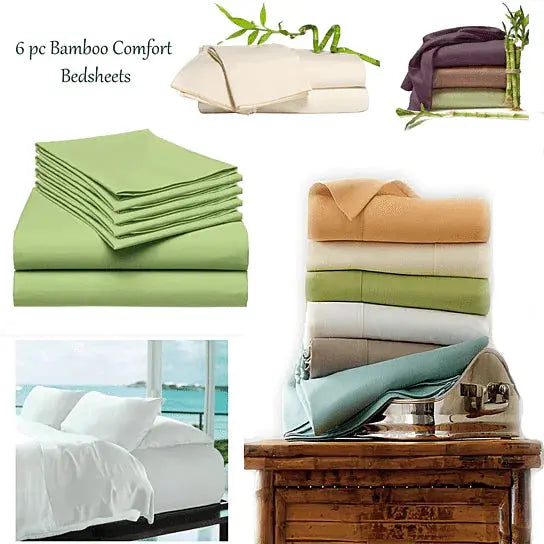 6-Piece Luxury Soft Bamboo Bed Sheet Set in 12 Colors - Epic.Wish.Gifts