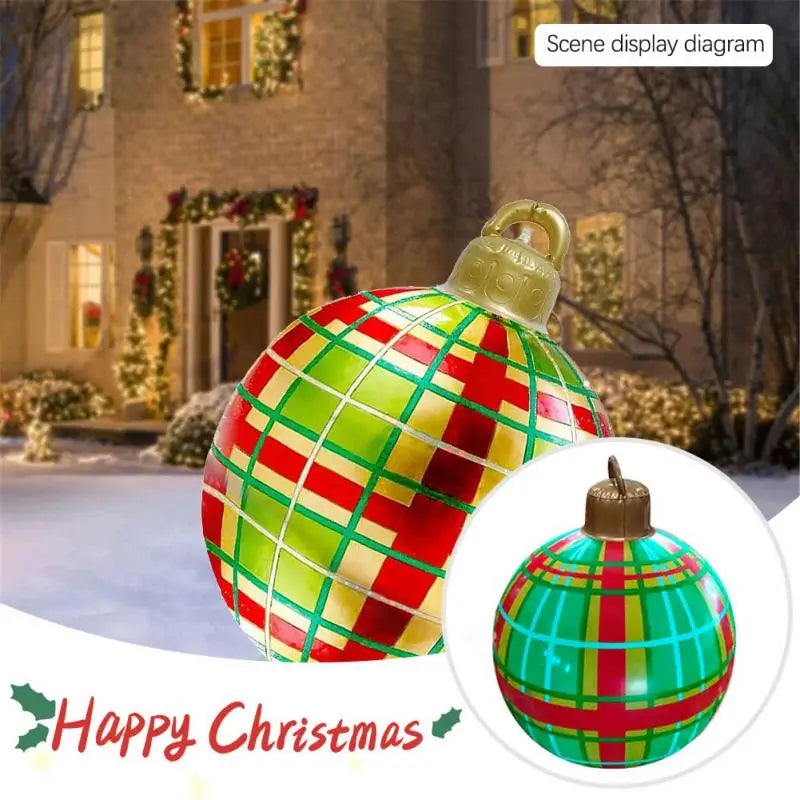 Christmas Ornament Ball Outdoor Pvc 60CM Inflatable Decorated Ball PVC Giant Big Large Balls Xmas Tree Decorations Toy Ball Be A Richer Store