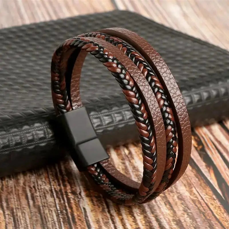 Men's Hand-Woven Leather Bracelet - Classic Style SKCOSOCKS Official Store