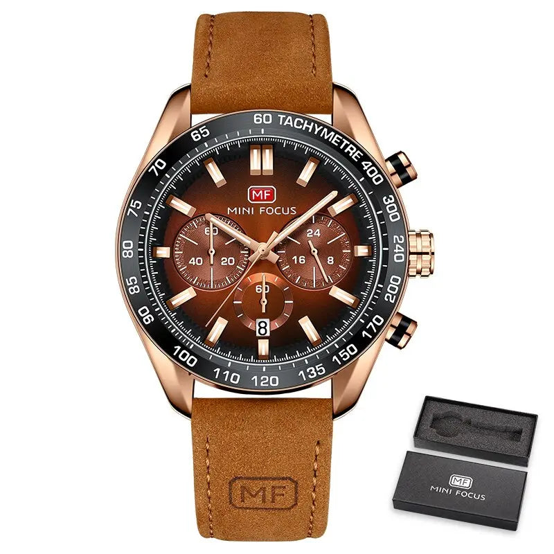 MINI FOCUS Brand Waterproof Watch Men Leather Army Military Quartz Wristwatch Chronograph Male Clock Relogio Masculino NAVIFORCE Authorised Store