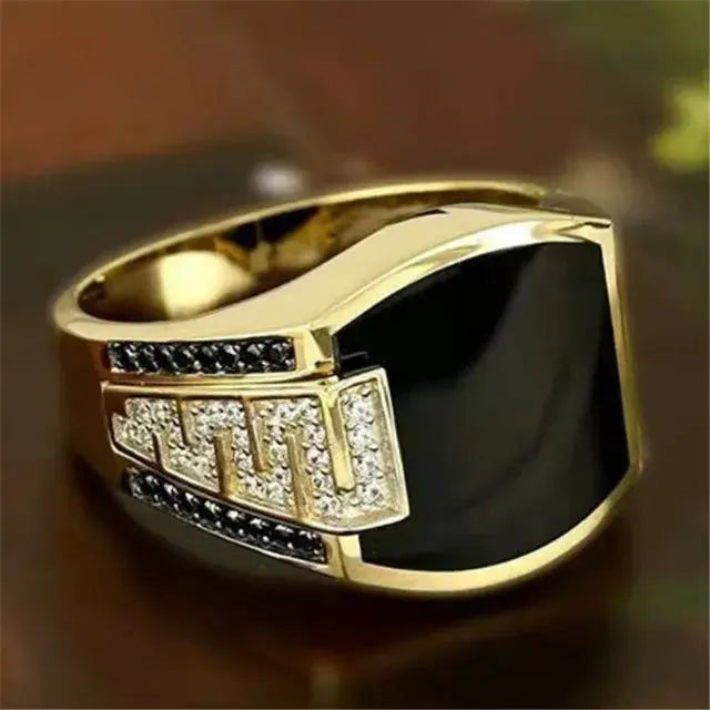 Retro Style Men's Ring Craved Pattern Black Jewelry CRui Store