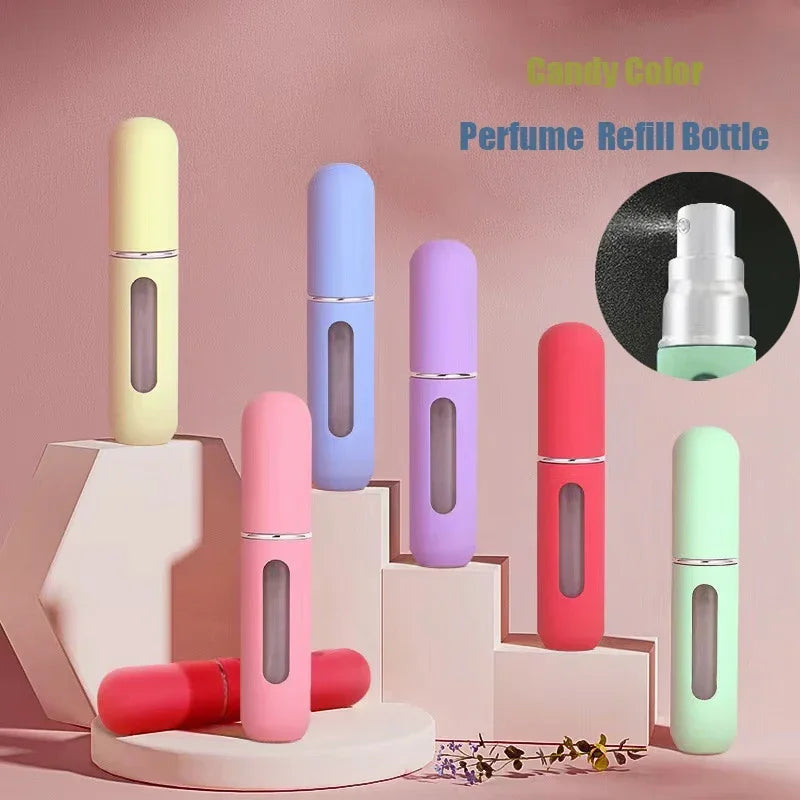 Candy Color Mini Travel Portable Bottom Filling Perfume Bottle - Refillable Fine Mist Spray Beauty Spring Store