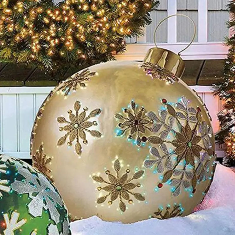 Christmas Ornament Ball Outdoor Pvc 60CM Inflatable Decorated Ball PVC Giant Big Large Balls Xmas Tree Decorations Toy Ball Be A Richer Store