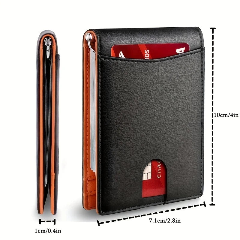 PU Leather  Slim Smart Wallet for Men with Money Credit Card Clip Mini RFID Blocking Leather Mens Thin Wallet Card Holder Shop1102934077 Store