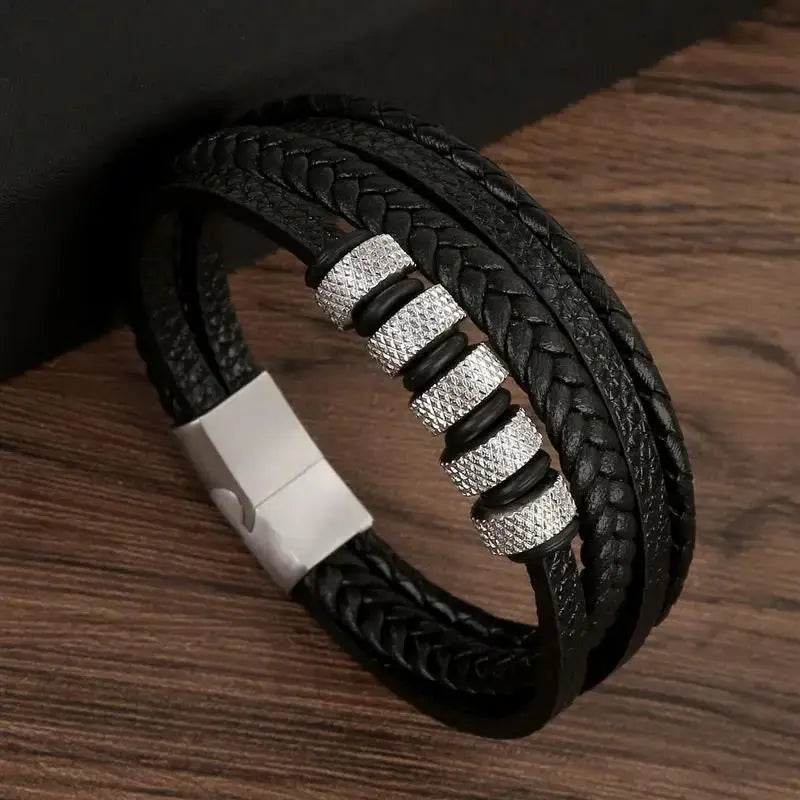 Men's Hand-Woven Leather Bracelet - Classic Style SKCOSOCKS Official Store