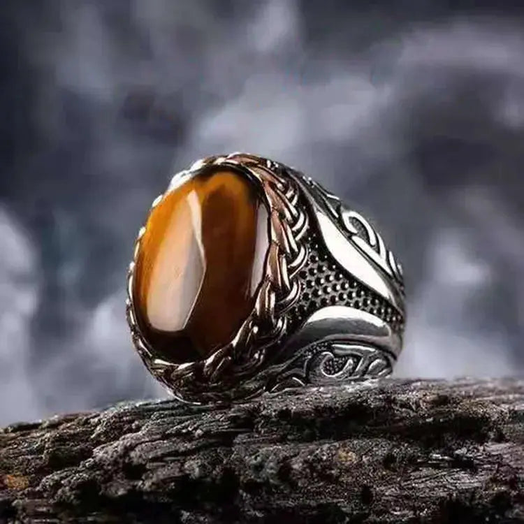 Retro Style Men's Ring Craved Pattern Black Jewelry CRui Store