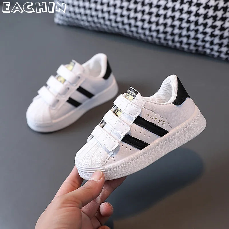 Children's Sneakers Kids Fashion Design White Non-slip Casual Shoes Boys Girls Hook Breathable Sneakers Toddler Outdoor Shoes [SHO] EACHIN BABY Store