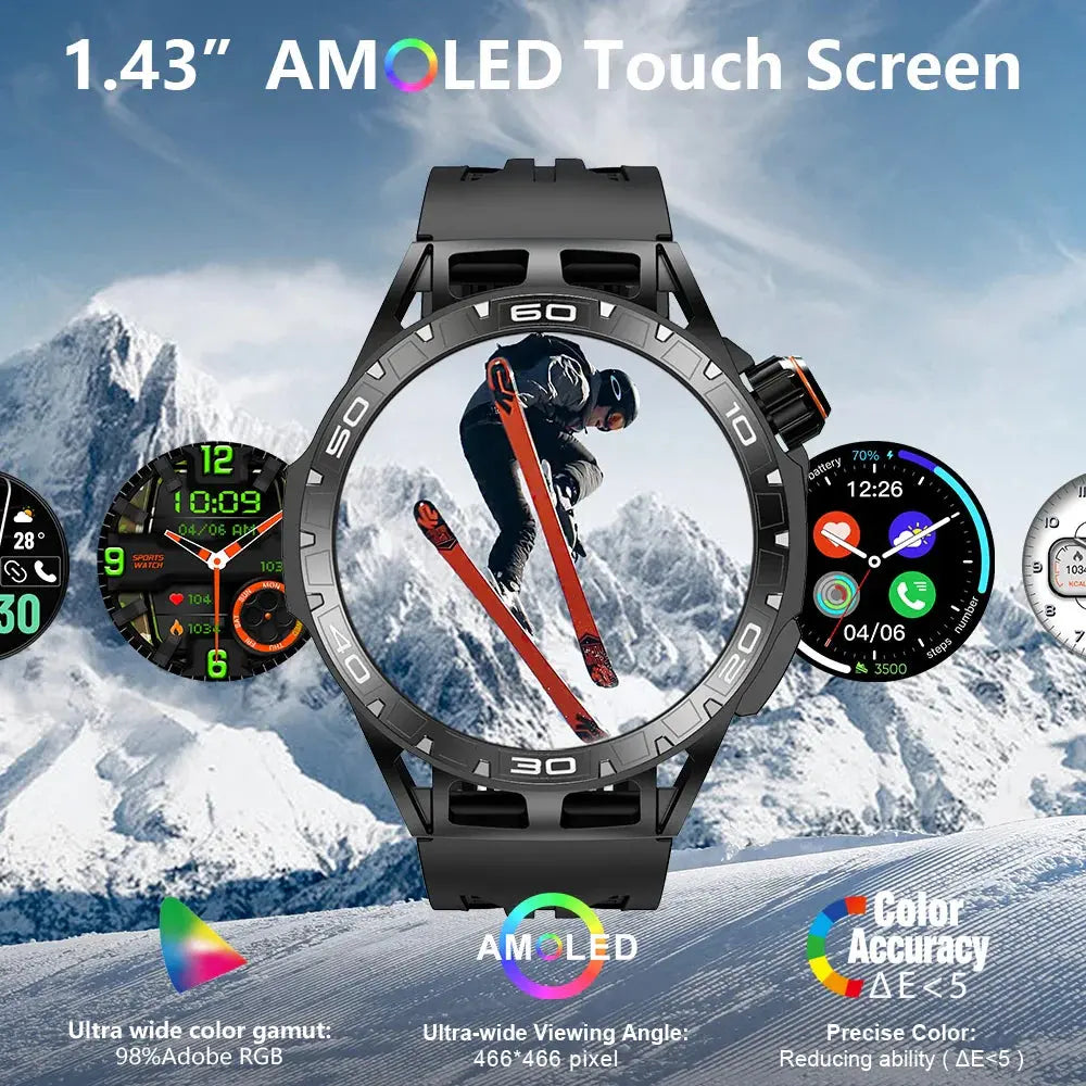 MELANDA 2024 1.43 Inch AMOLED Bluetooth Smartwatch MEVADEN Brand Store