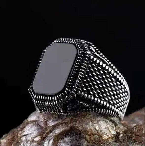 Retro Style Men's Ring Craved Pattern Black Jewelry CRui Store