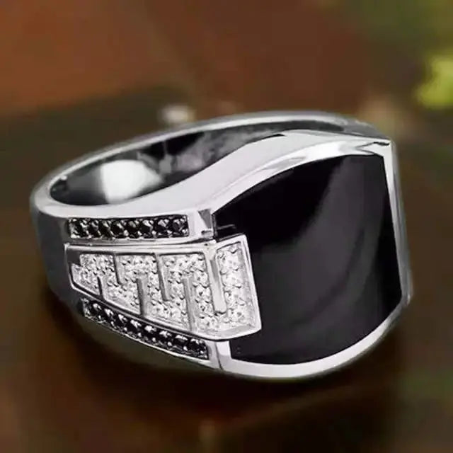 Retro Style Men's Ring Craved Pattern Black Jewelry CRui Store