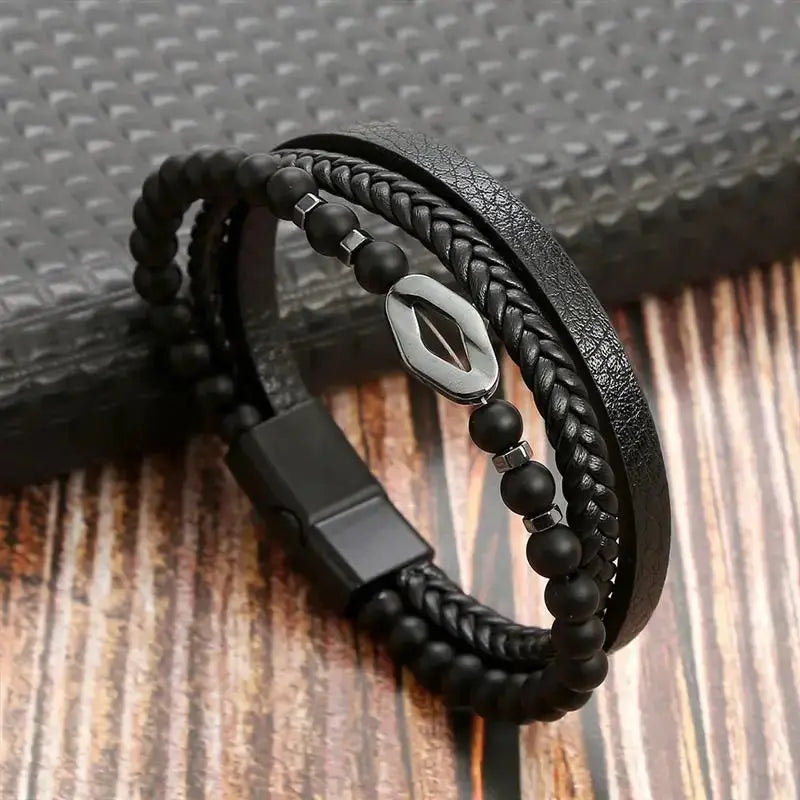 Men's Hand-Woven Leather Bracelet - Classic Style SKCOSOCKS Official Store