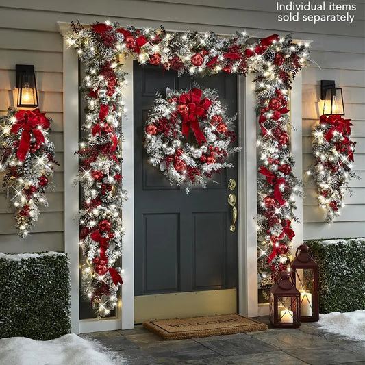 Christmas Wreath with Red Ball Decoration- The Perfect Festive Front Door Enhancement NON-HUMAN Store