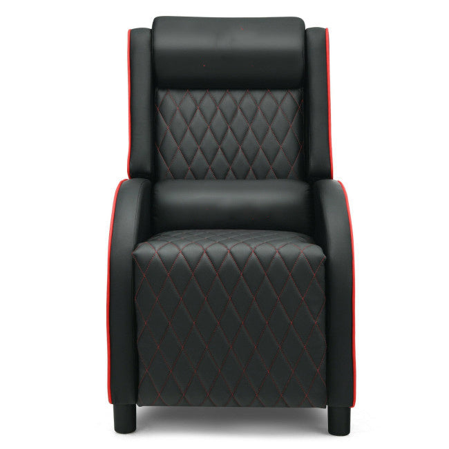 Massage Gaming Recliner Chair with Headrest and Adjustable Backrest for Home Theater Doba