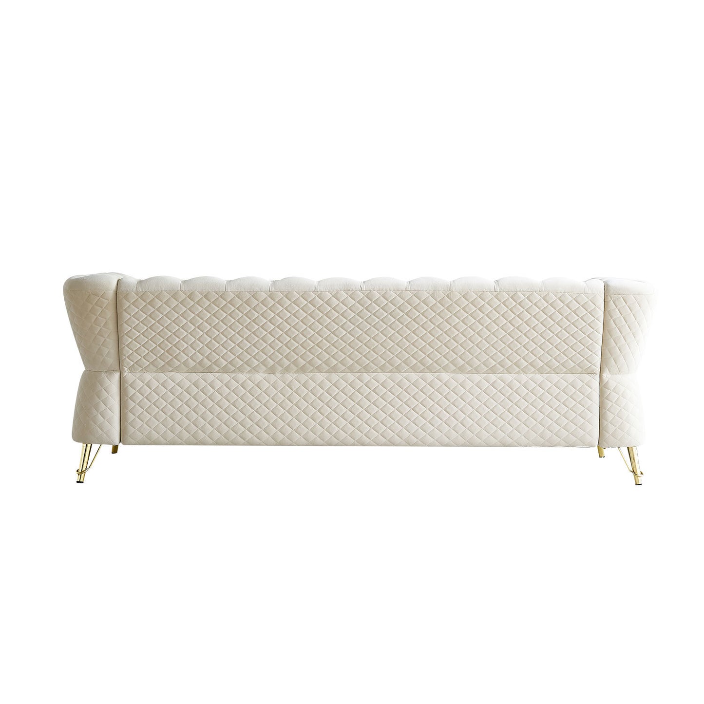 Modern Tufted Velvet Sofa 87.4 inch for Living Room Beige Color Doba