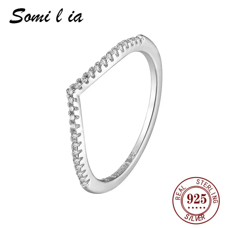 Somi l ia Romantic 925 Sterling Silver Water Drop Rings For Women Shiny 5A Clear Cubic Zirconia Simple Ring Wedding Fine Jewelry - Epic.Wish.Gifts