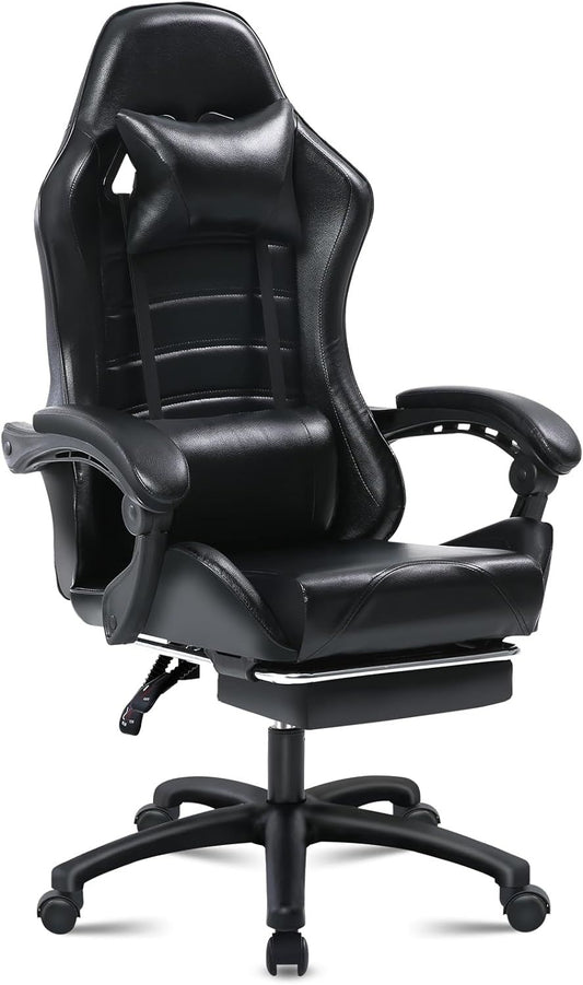 Ergonomic Gaming Chair for Adults, Comfortable Computer Chair for Heavy People, Adjustable Height Office Desk Chair with Wheels, Breathable Leather Video Game Chairs Doba