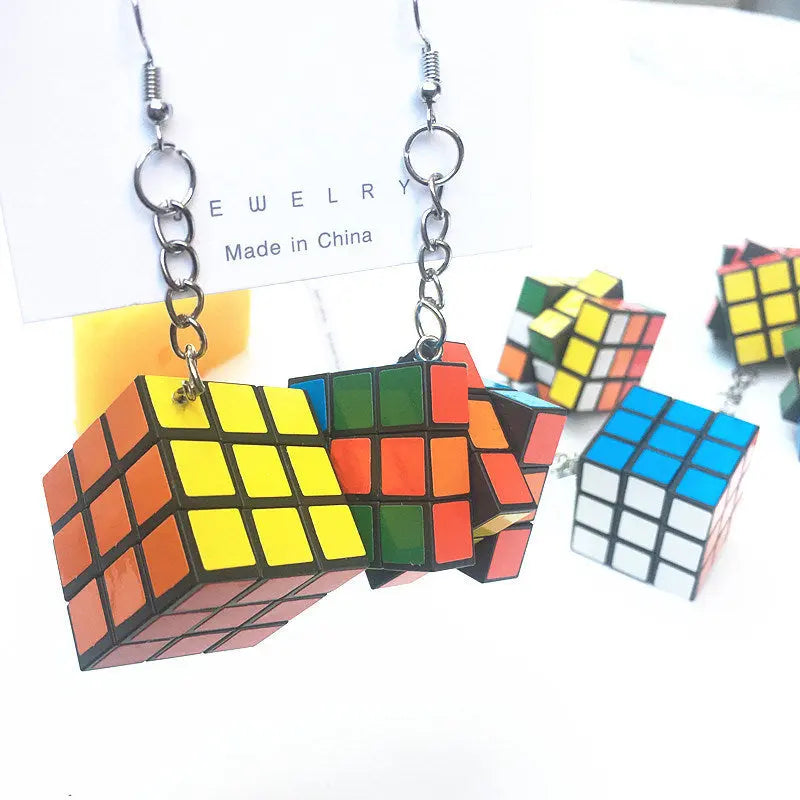 Women's Plastic Simulation Rubik's Cube Earrings - Epic.Wish.Gifts