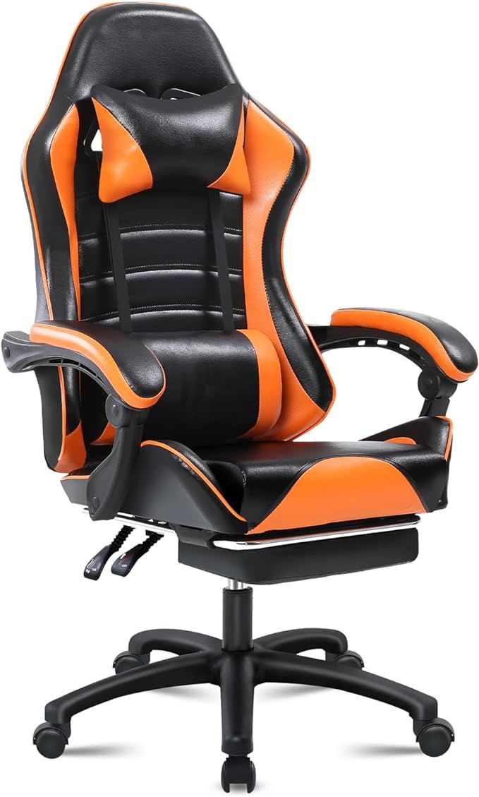 Ergonomic Gaming Chair for Adults, Comfortable Computer Chair for Heavy People, Adjustable Height Office Desk Chair with Wheels, Breathable Leather Video Game Chairs Doba