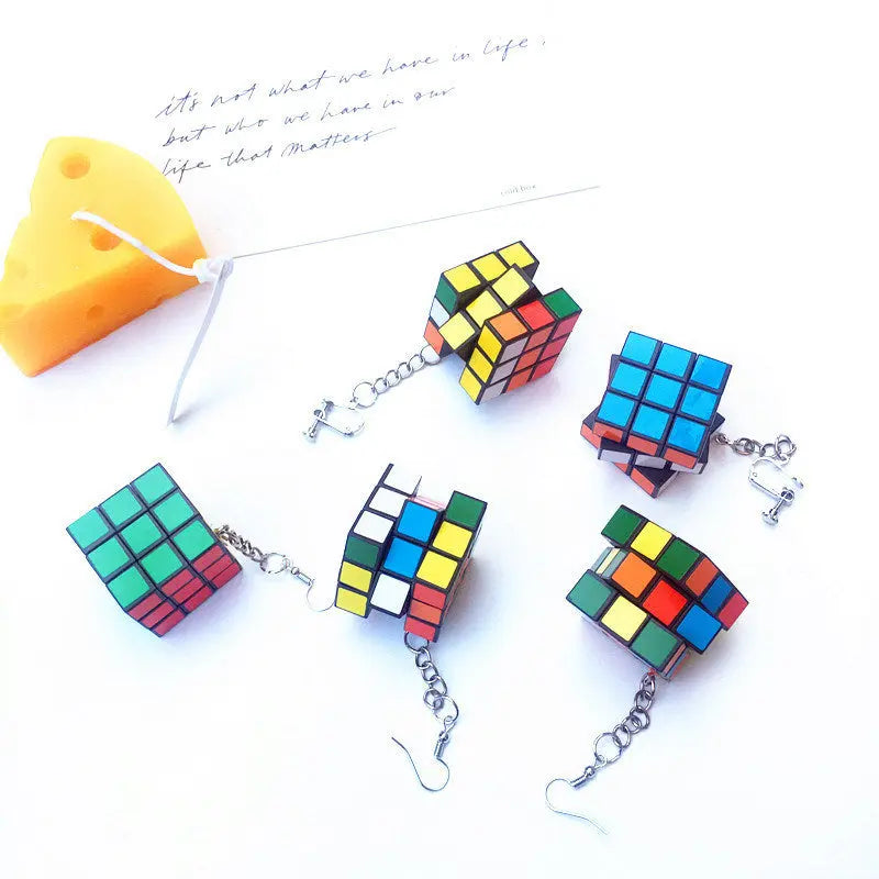 Women's Plastic Simulation Rubik's Cube Earrings - Epic.Wish.Gifts