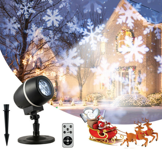 Outdoor Waterproof Christmas Snowflake LED Projector Lights with Remote Control Doba