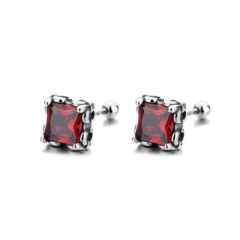 Women's Sterling Silver Square Colored Zircon Stud Earrings Doba