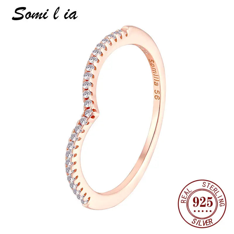 Somi l ia Romantic 925 Sterling Silver Water Drop Rings For Women Shiny 5A Clear Cubic Zirconia Simple Ring Wedding Fine Jewelry - Epic.Wish.Gifts