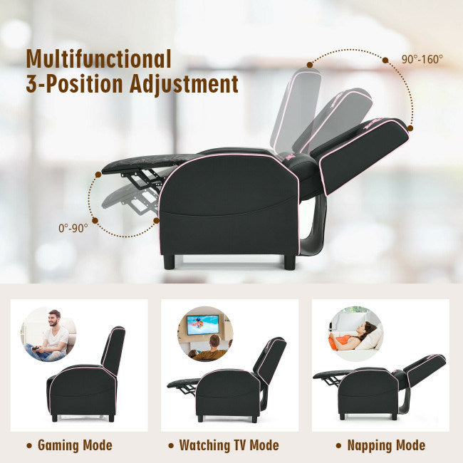 Massage Gaming Recliner Chair with Headrest and Adjustable Backrest for Home Theater Doba