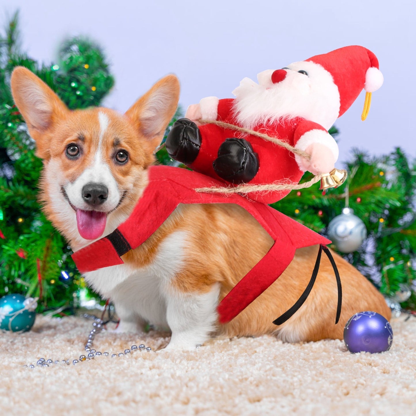 Pet Christmas Costumes Red Winter Coat for Dog Riding Santa Claus with Bell Clothes New Year Outfit Cosplay Costumes Party Dress Up For Cats Doba