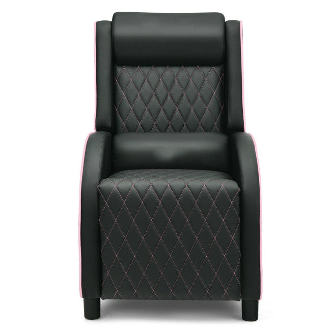 Massage Gaming Recliner Chair with Headrest and Adjustable Backrest for Home Theater Doba