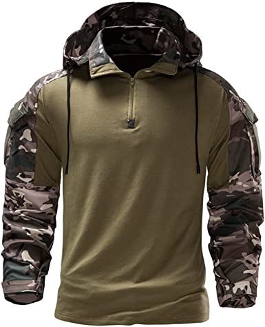 Men's Camouflage Army Tactical T-Shirts Military Shirts Long Sleeve Outdoor T-Shirts Athletic Hoodies Doba