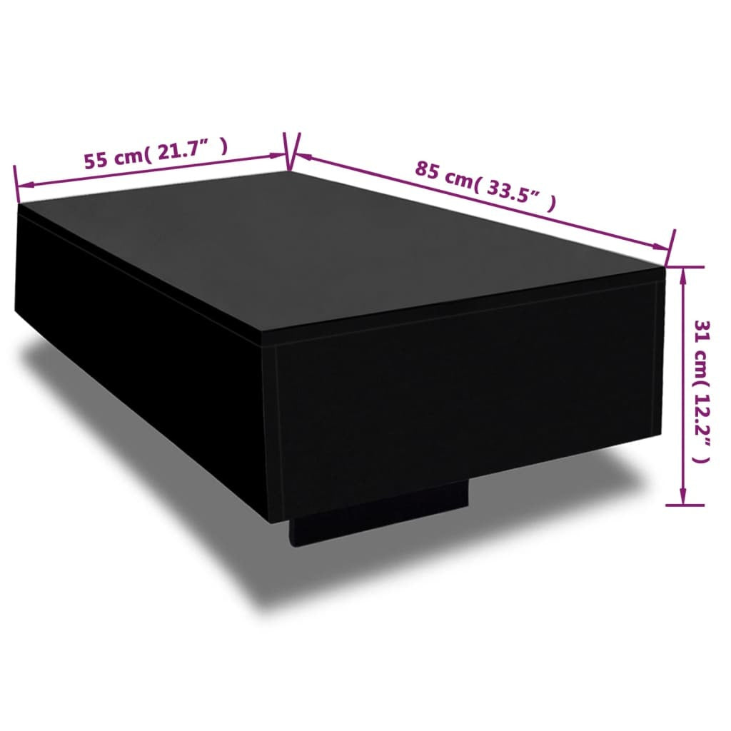 Coffee Table High Gloss Black Doba