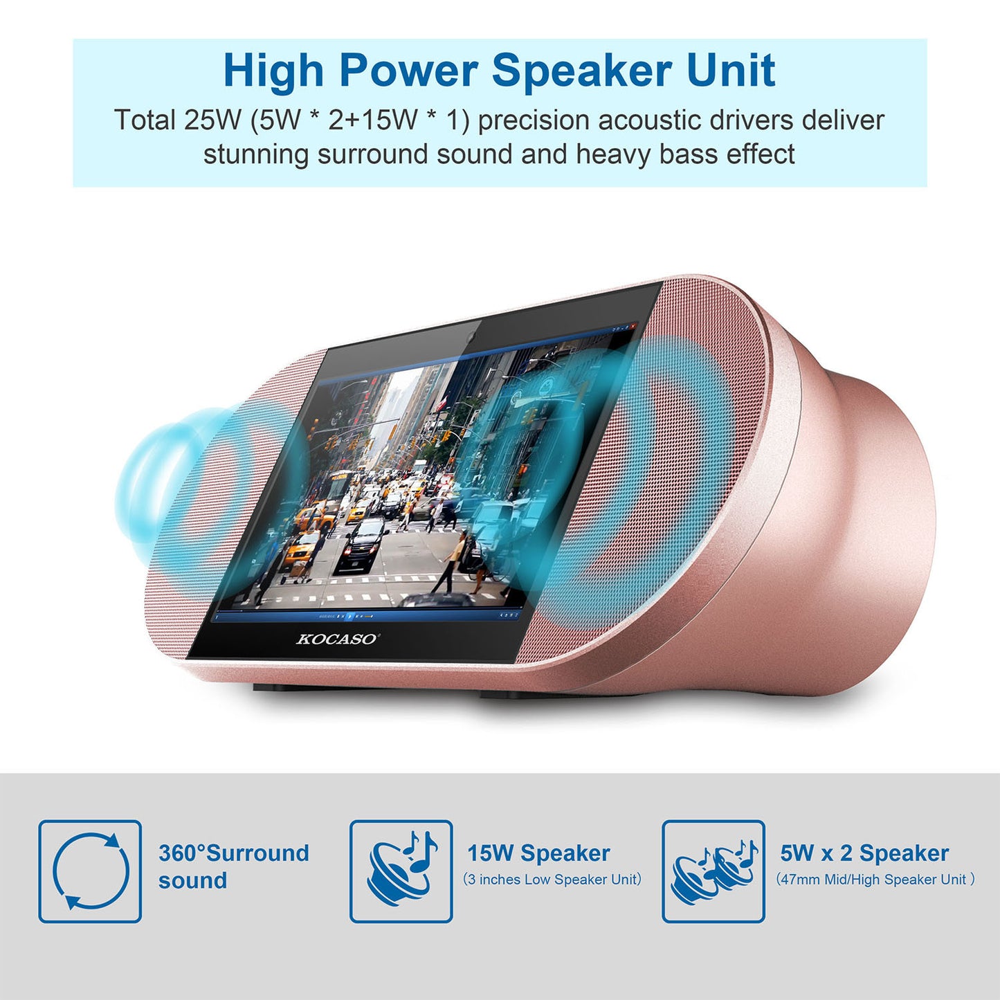 7in Touch Screen Android Tablet PC w/ 25W Wireless Speaker Quad Core Front Camera Micro USB Doba