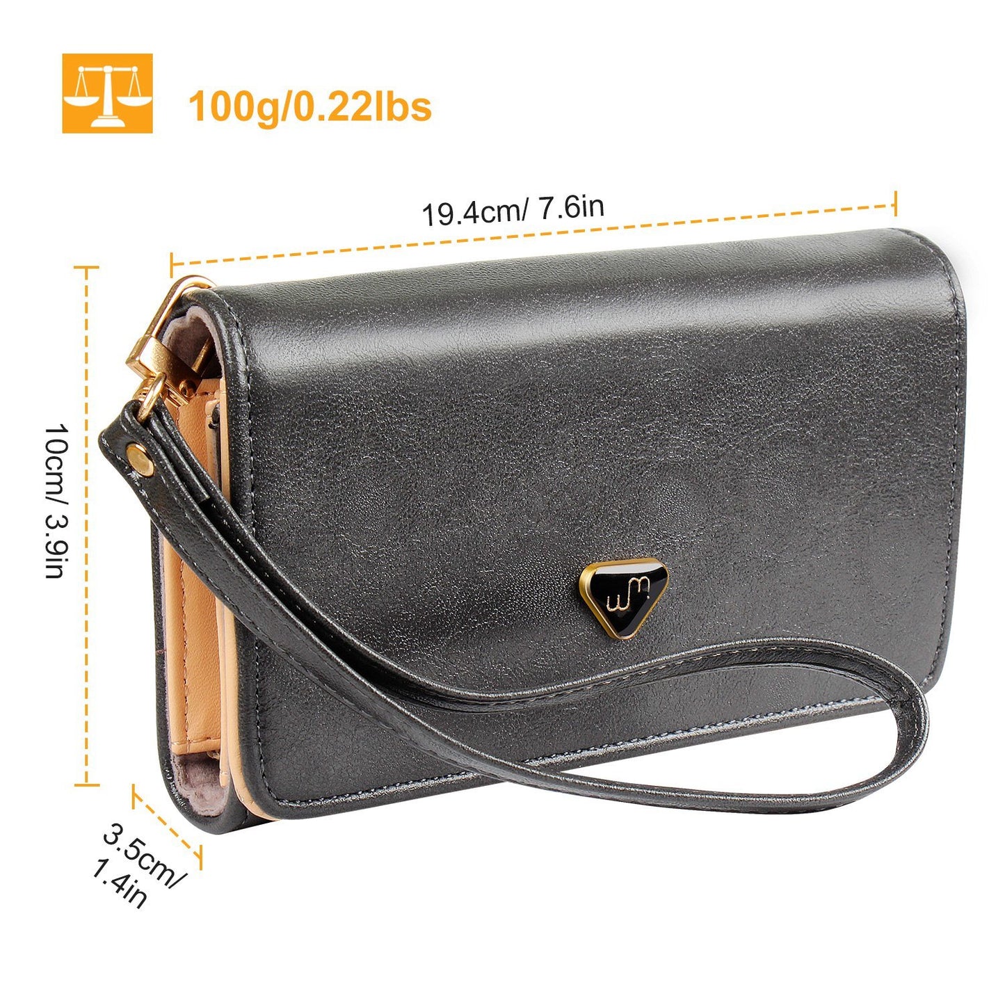 Women Wristlet Wallet PU Leather Lady Purse Credit Card Holder 4 Card Slots 3 Money Pouches 1 Coin Pocket Doba