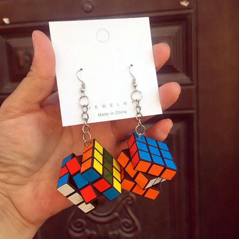 Women's Plastic Simulation Rubik's Cube Earrings - Epic.Wish.Gifts