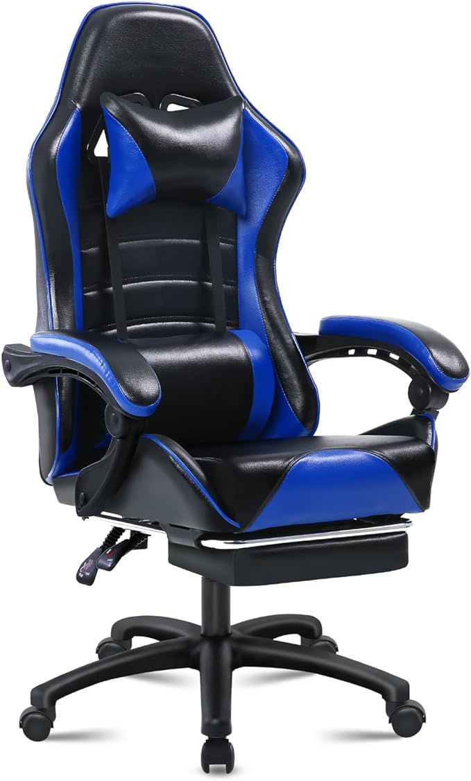 Ergonomic Gaming Chair for Adults, Comfortable Computer Chair for Heavy People, Adjustable Height Office Desk Chair with Wheels, Breathable Leather Video Game Chairs Doba