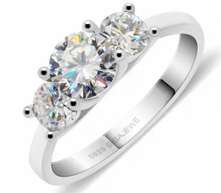 Moissanite Ring 1.2 Carat Three Rows Of Gemstone Inlaid Fashion Women's Ring 925 Silver - Epic.Wish.Gifts