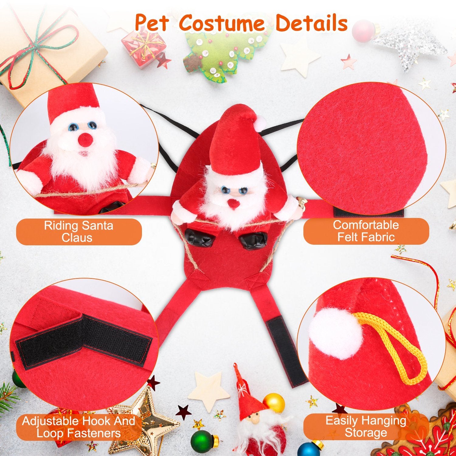 Pet Christmas Costumes Red Winter Coat for Dog Riding Santa Claus with Bell Clothes New Year Outfit Cosplay Costumes Party Dress Up For Cats Doba