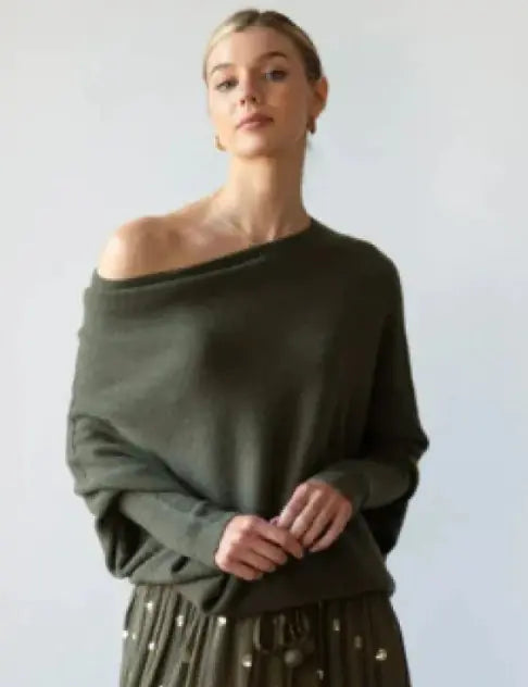 Off One Side Shoulder Knitted Sweater Epic.Wish.Gifts