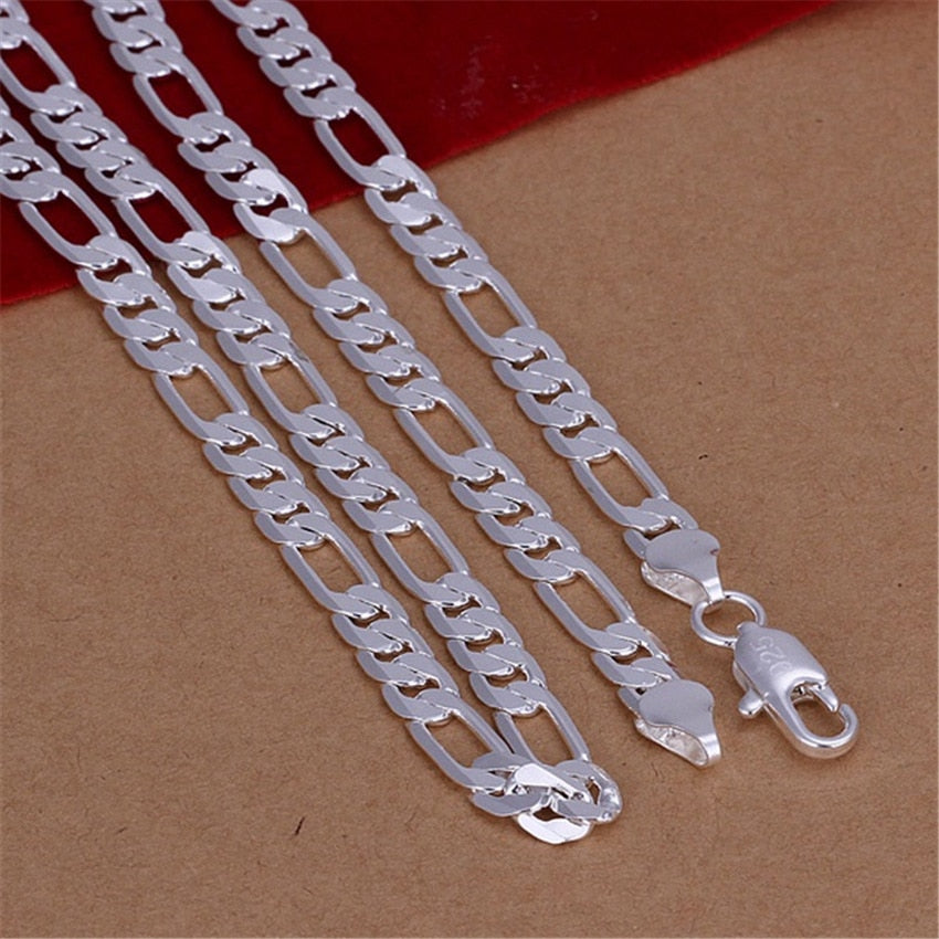 Wholesale High Quality Mens 6mm Flat Chain 925 Sterling Silver URMYLADY Official Store